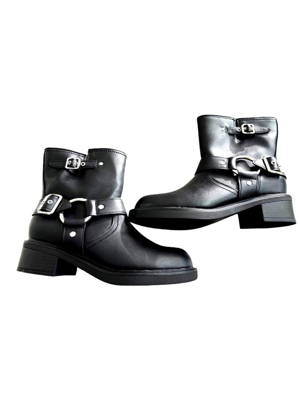 Universal Thread Womens Conrad Black Ankle Boots‎ Size 8 With Buckle Detail NWT